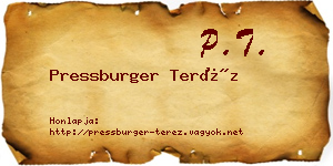 Pressburger Teréz névjegykártya